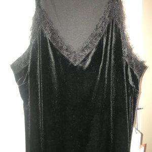 Brand New 2XL Skies Are Blue Velvet Black Layered Camisole w/ Lace
